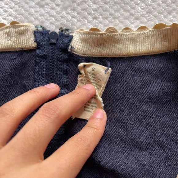 NAVY & STRIPED BABYDOLL BLOUSE - Picture 4 of 5